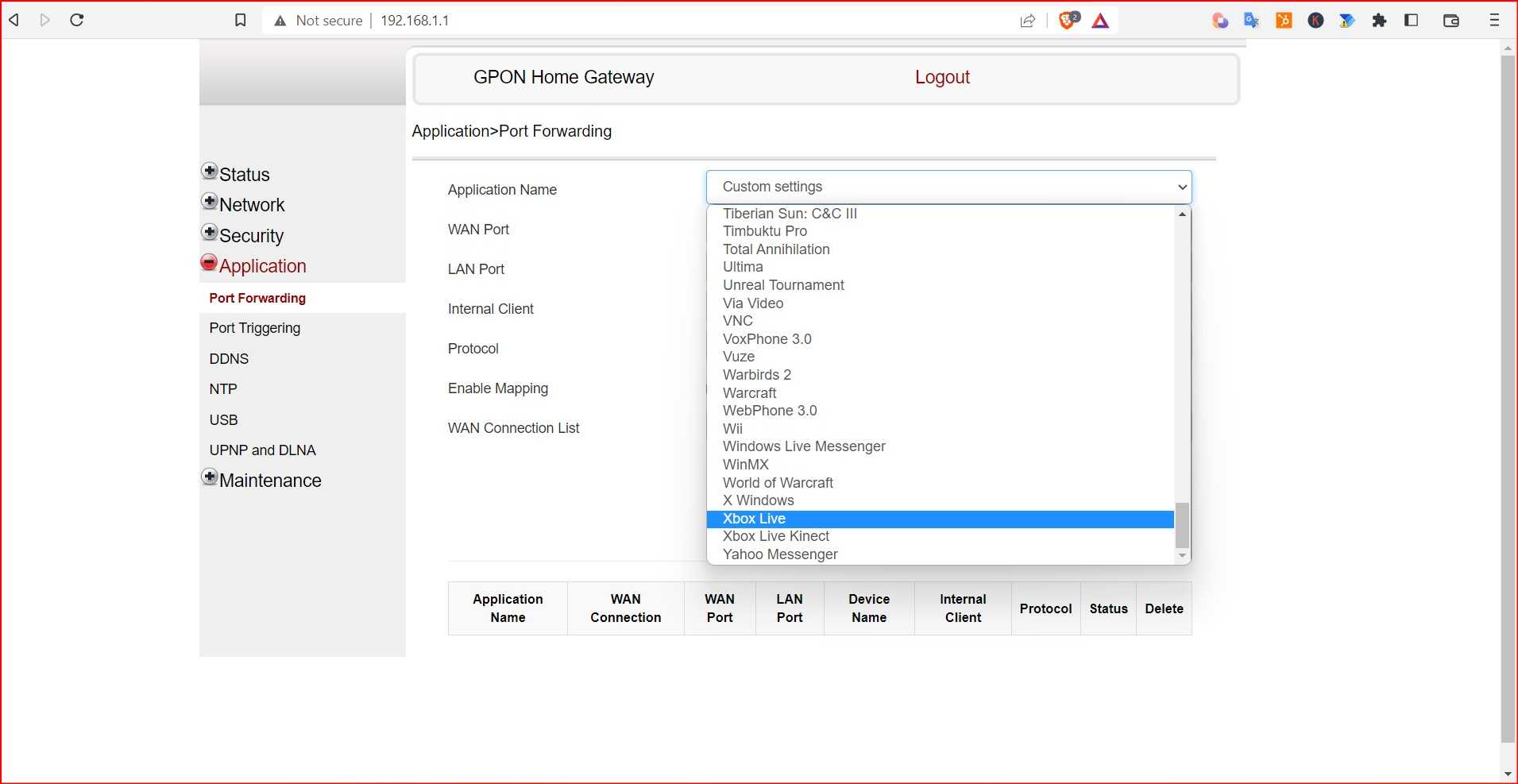 Setting up port forwarding for Xbox Live