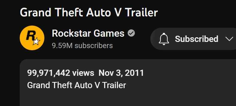 GTA 5 trailer viewership