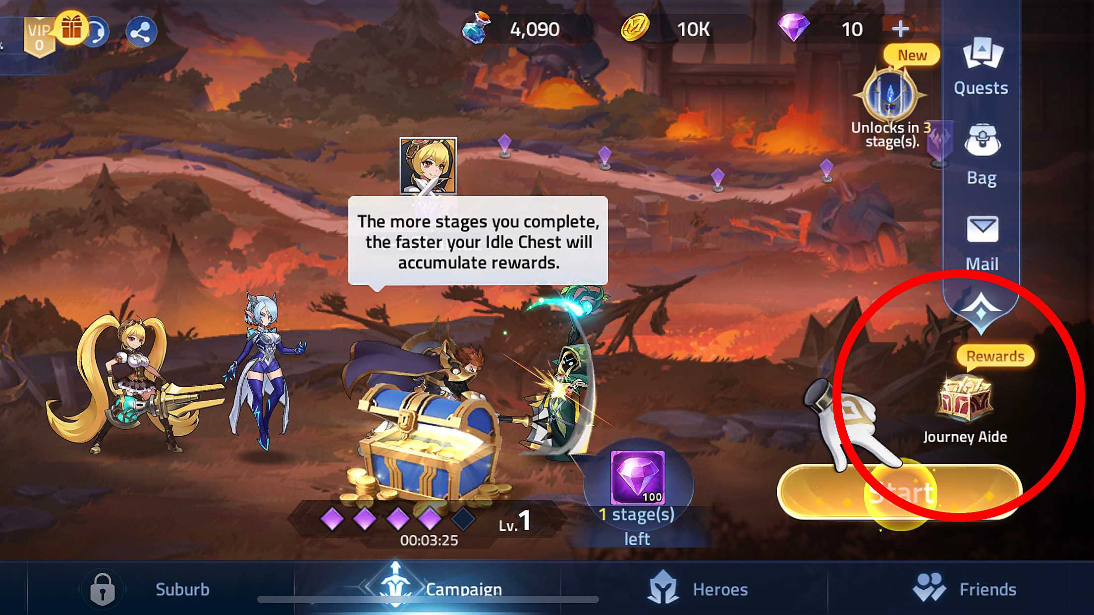 Gameplay screen with Layla and characters in ML:A