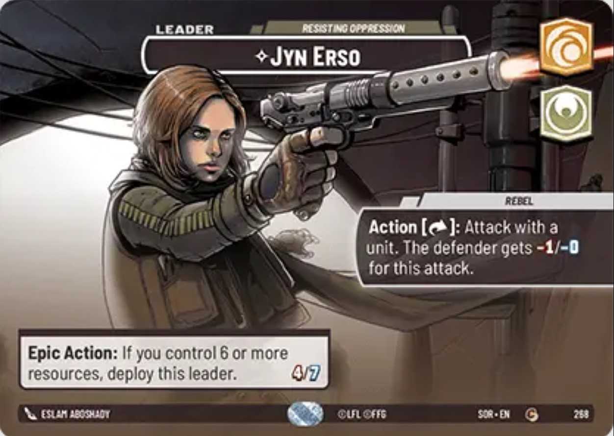 Jyn Erso Showcase card in Star Wars Unlimited