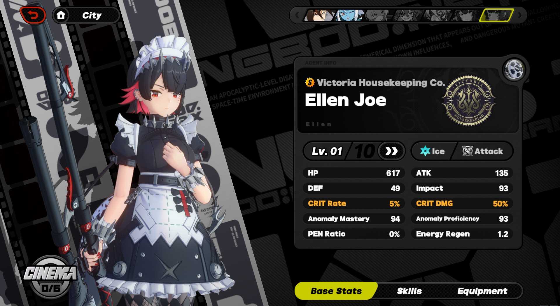 Ellen Base stats in Zenless Zone Zero