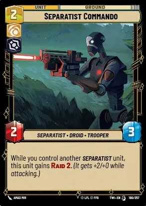 Separatist Commando card in Star Wars Unlimited