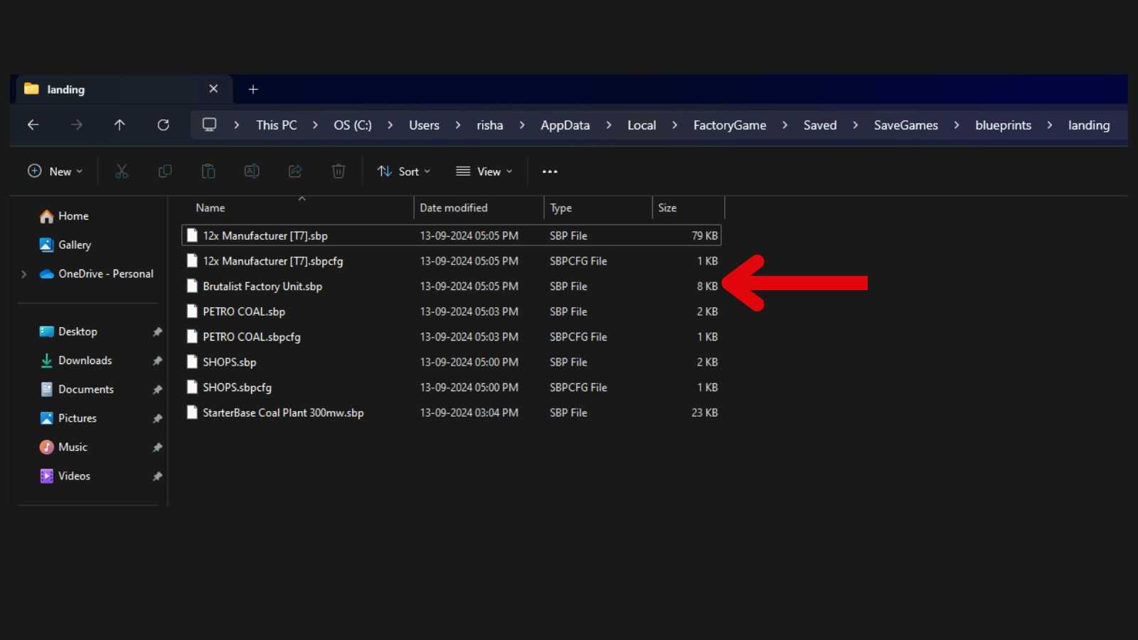 Satisfactory Blueprint files in Computer Drive