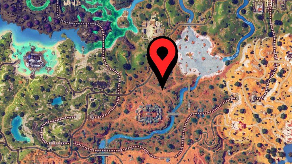 Fortnite map with a marker showing the location of Stark chest