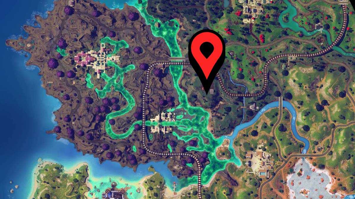 Fortnite map with a marker showing the location of Stark chest