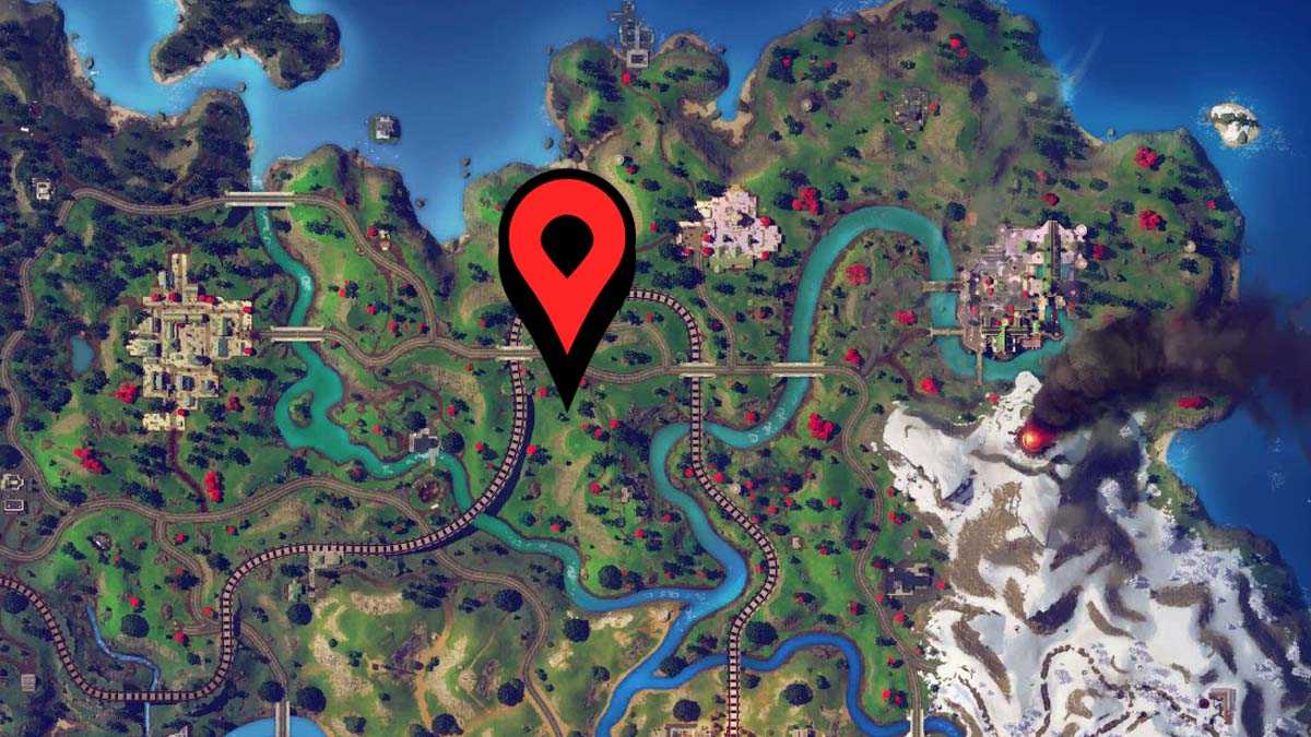 Fortnite map with a marker showing the location of Stark chest