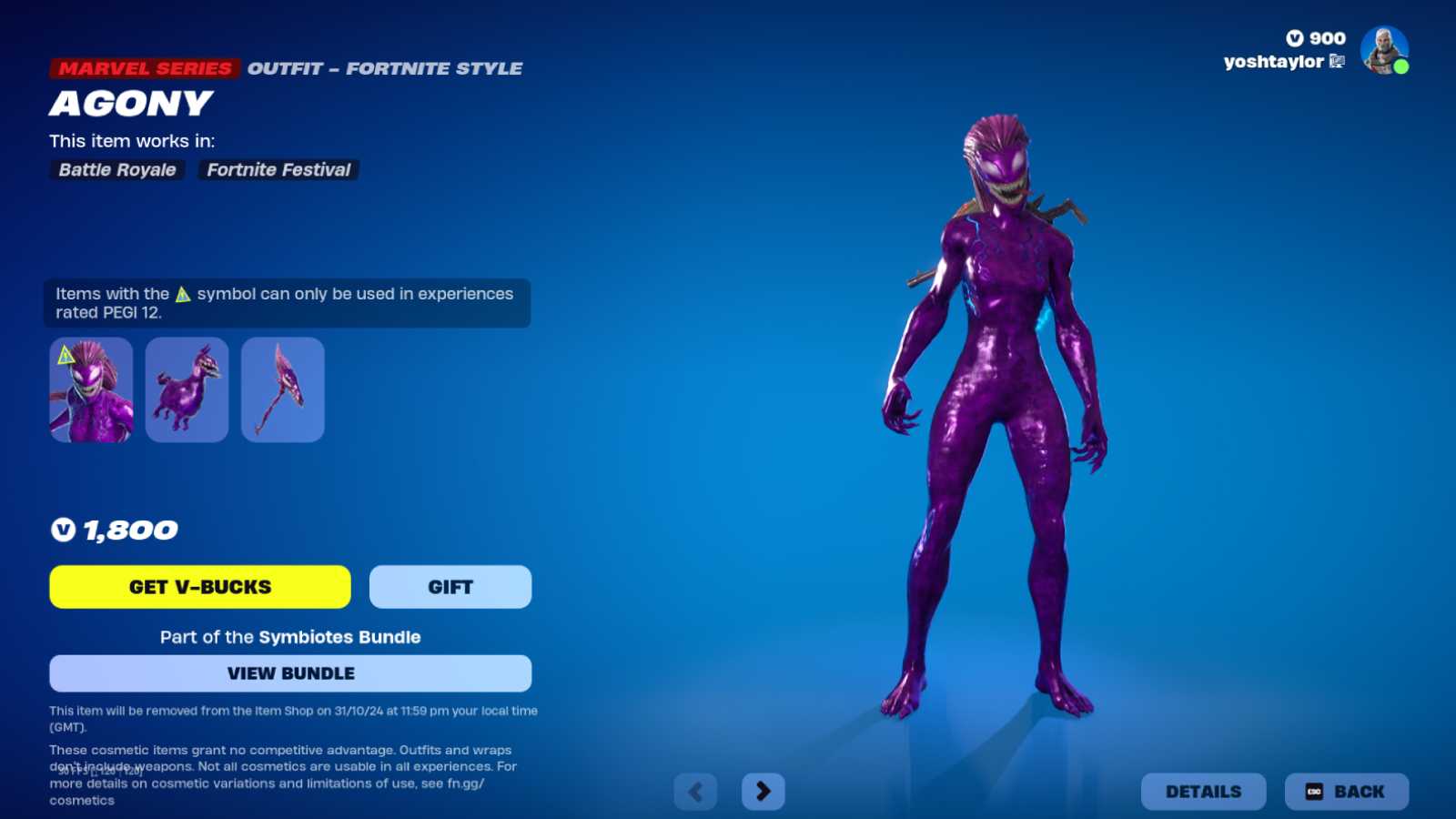 Agony skin in Fortnite.