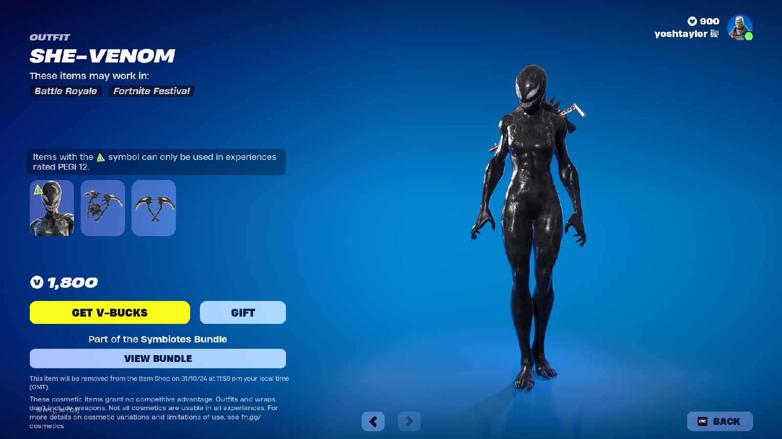 She-Venom skin in Fortnite.