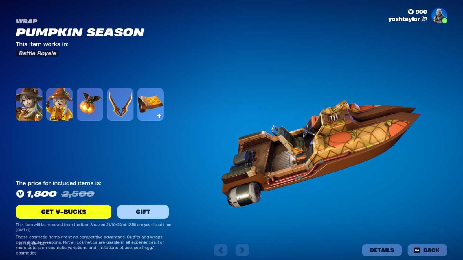 Pumpkin Season Wrap in Fortnite.