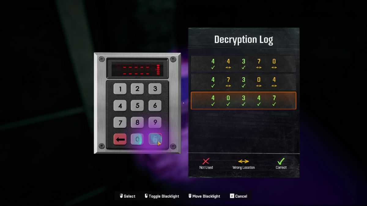 keypad log in COD