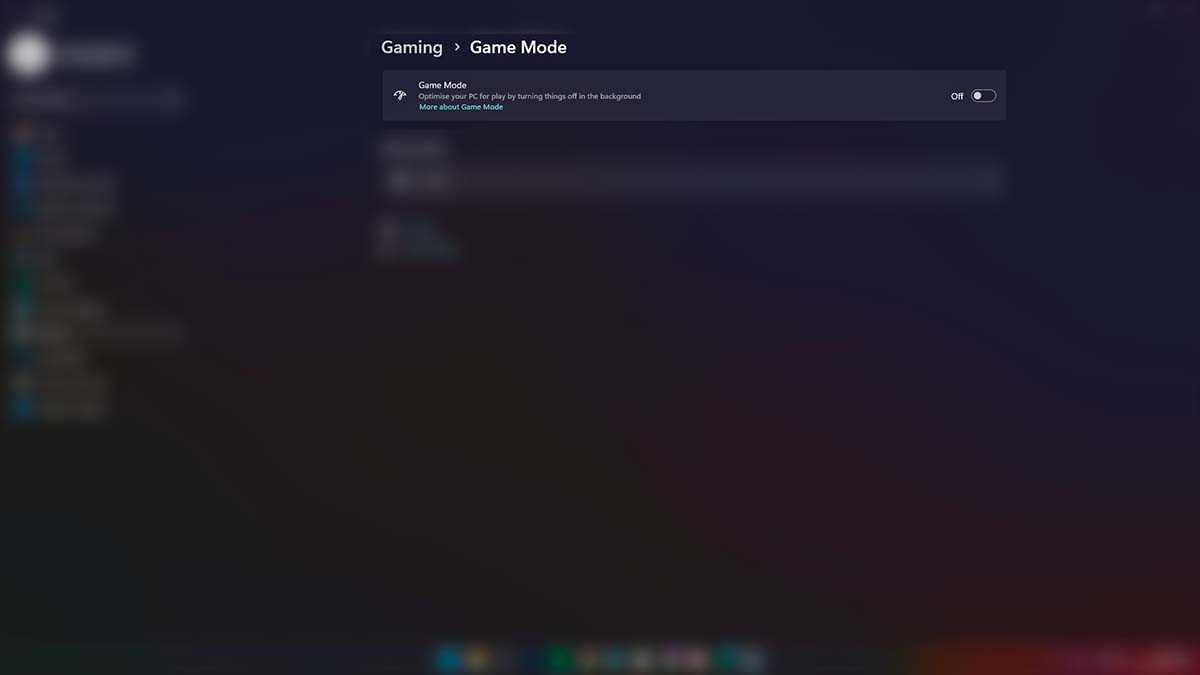 Game mode Windows Setting