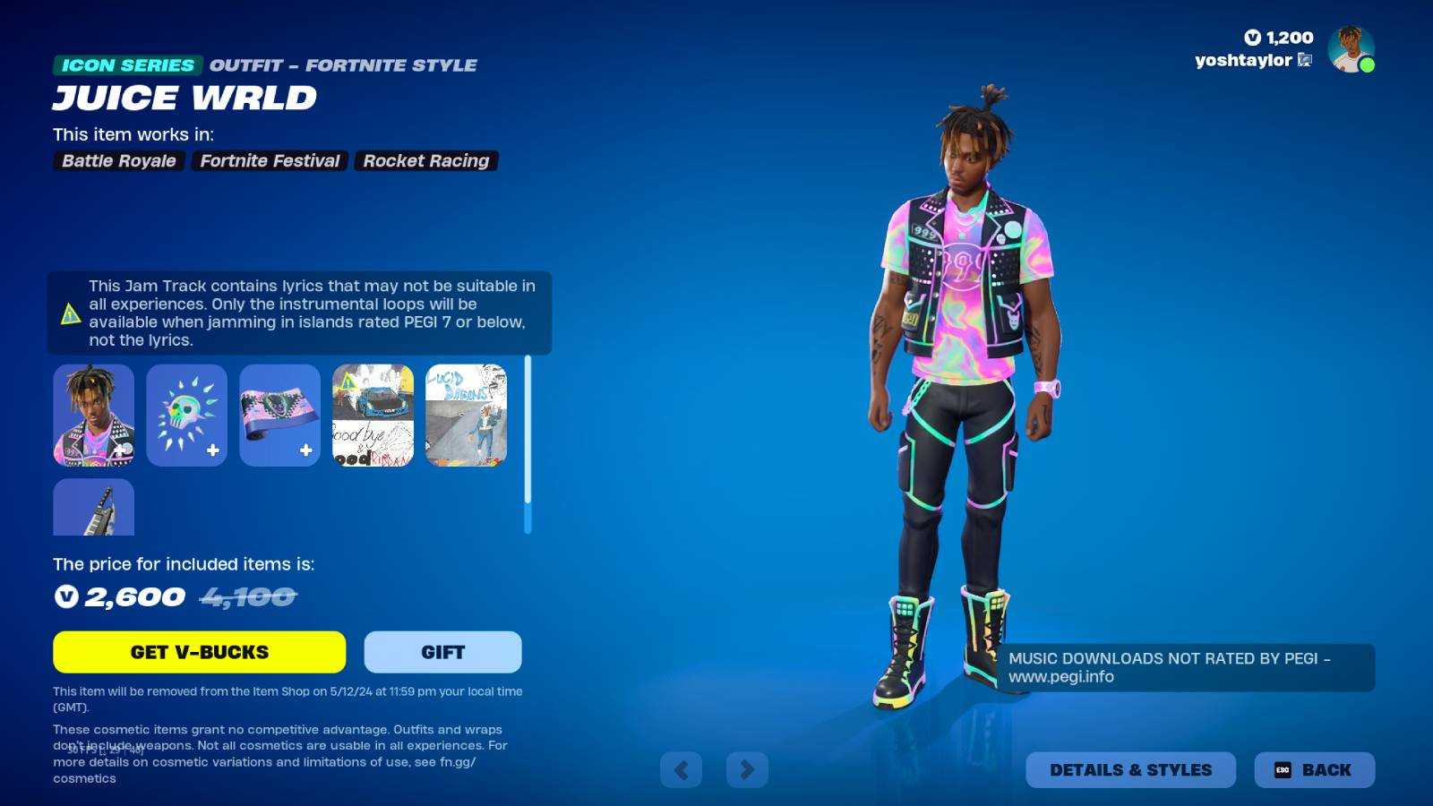 Juice WRLD skin from Juice WRLD's WRLD Takeover bundle in Fortnite.