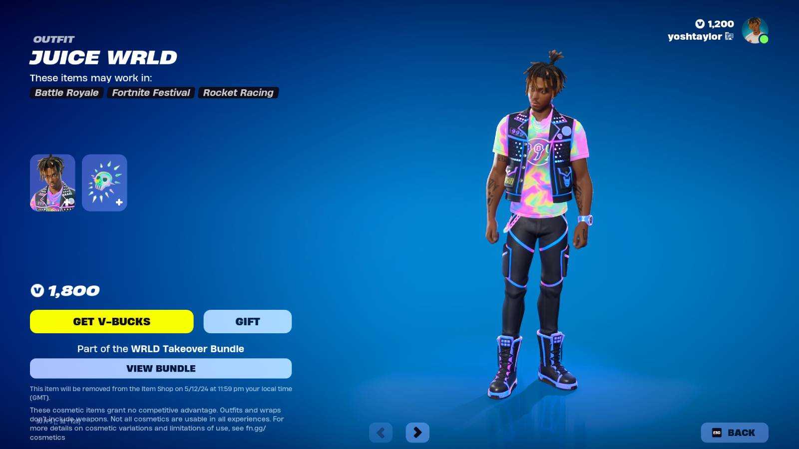 Individual Juice WRLD skin in Fortnite.