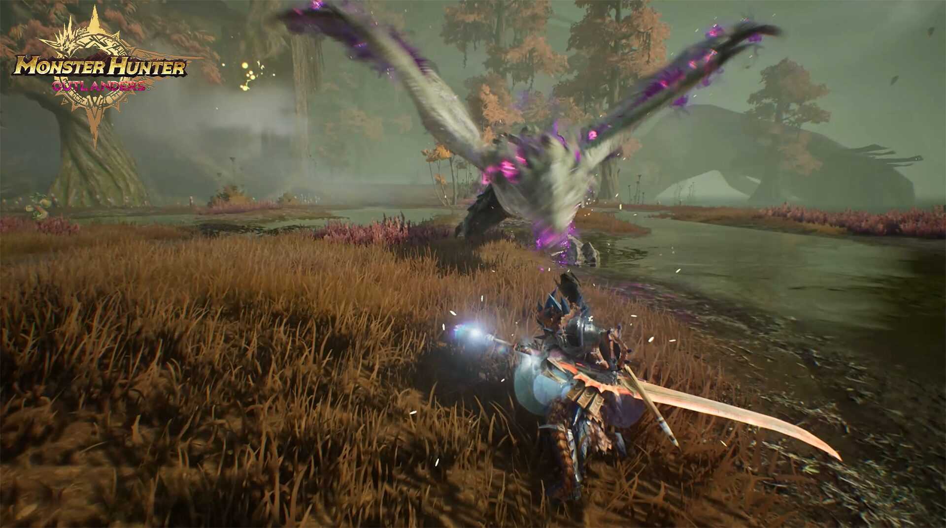 Hunter fighting a Rathian with a Longsword