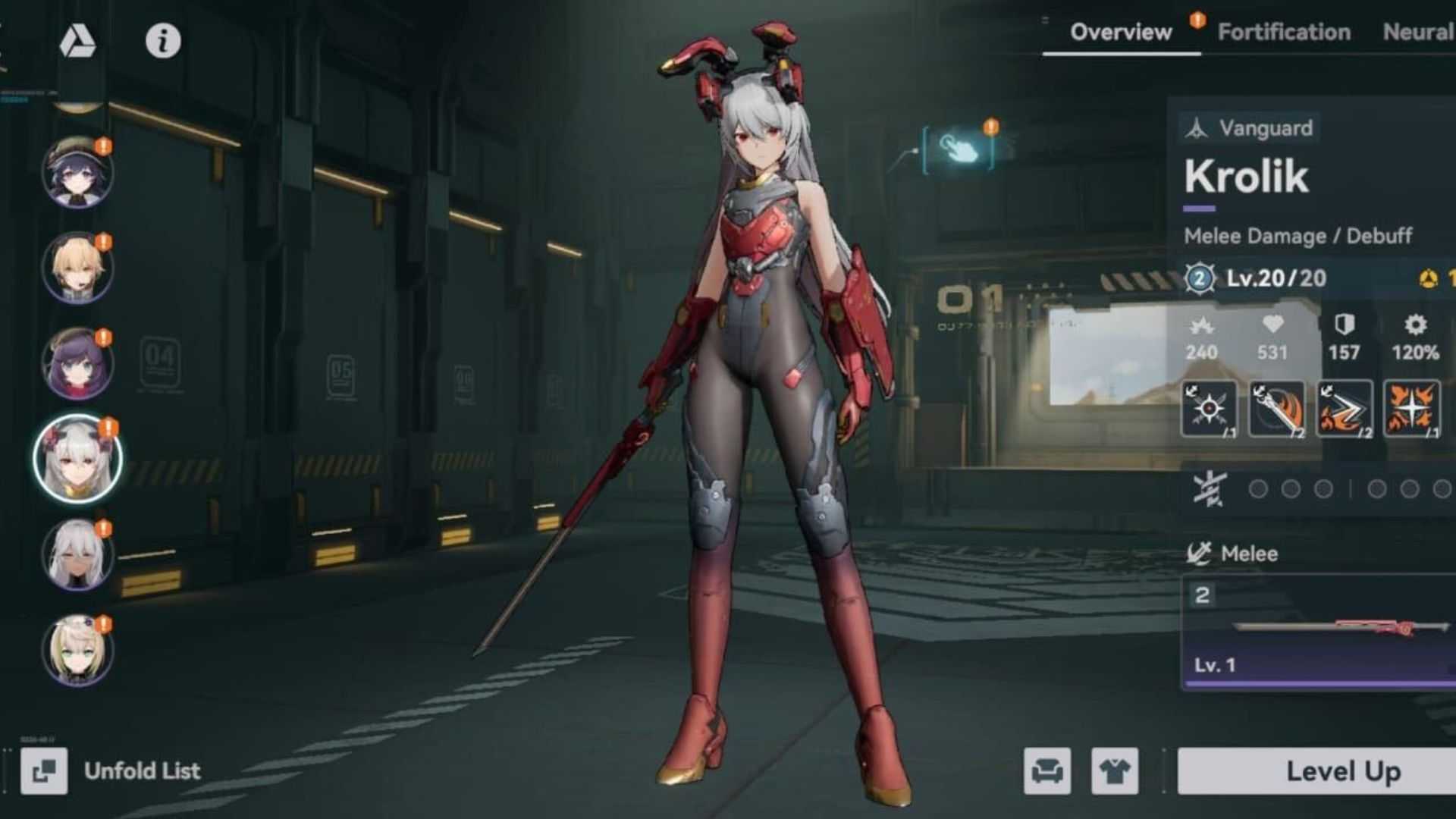 A screenshot of Krolik in Girls' Frontline 2.