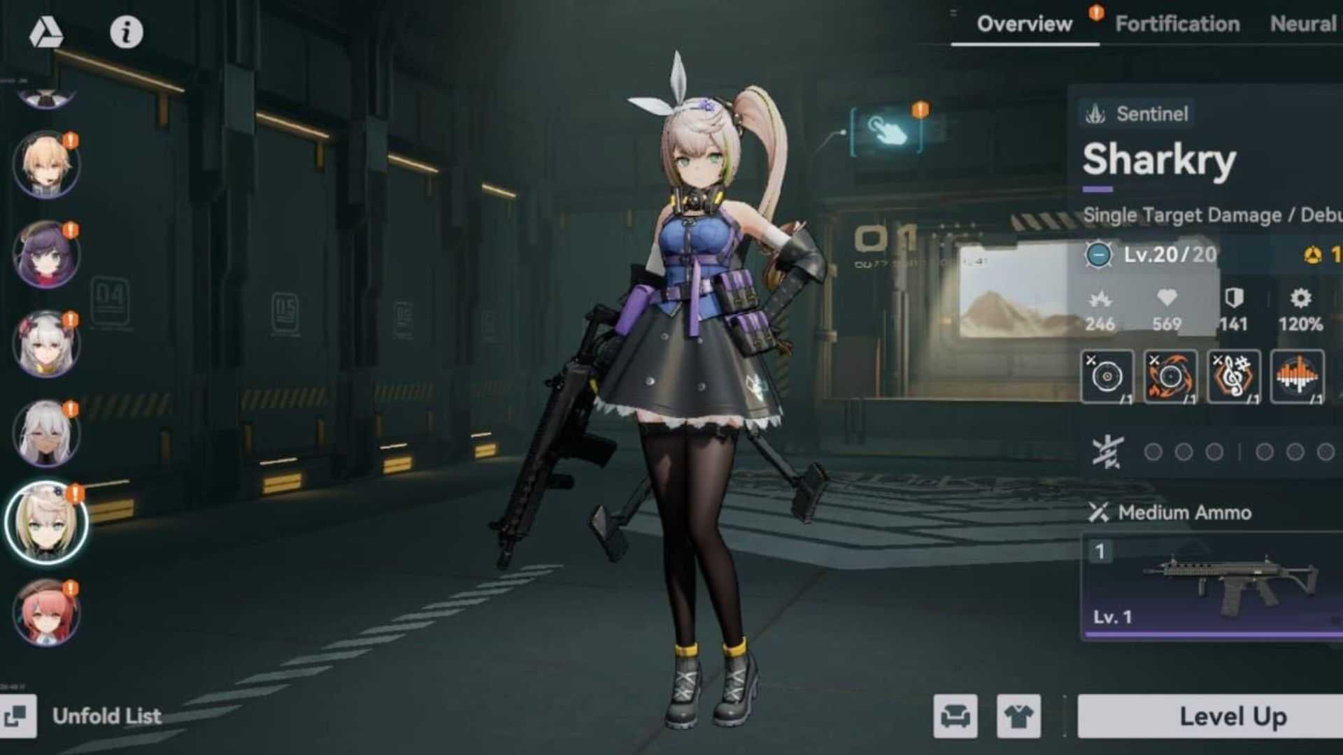 A screenshot of Sharkry in Girls' Frontline 2.