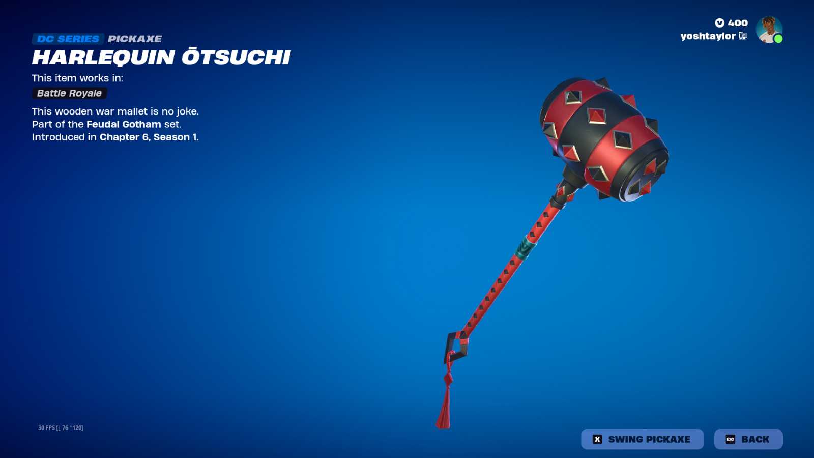 Harlequin Otsuchi Pickaxe in Fortnite.