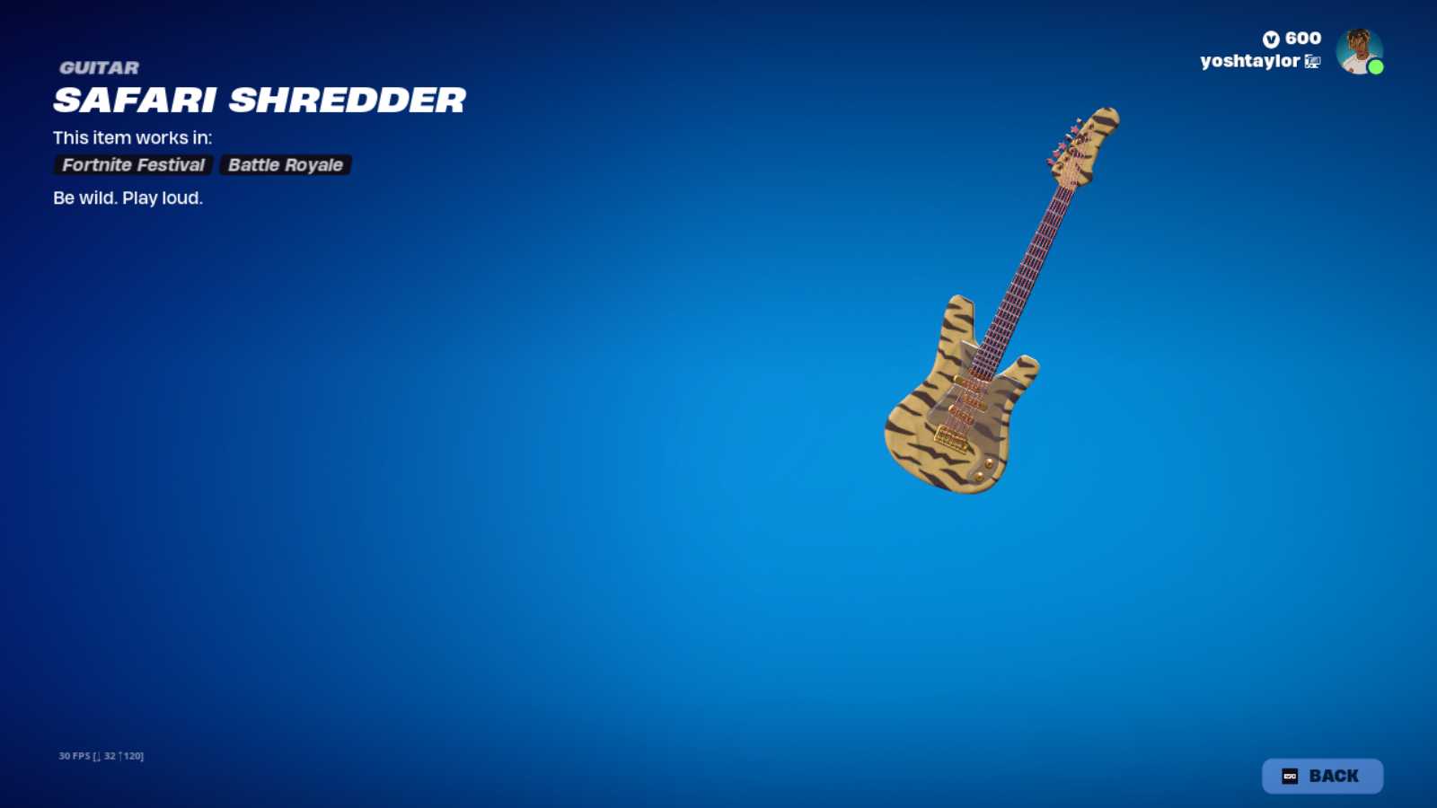 Safari Shredder Guitar in Fortnite.