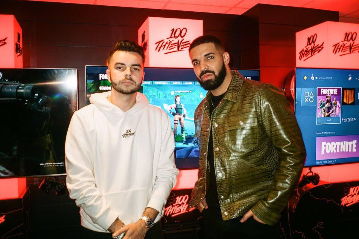 Drake and Nadeshot with 100 Thieves