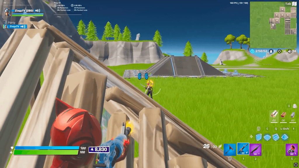 Player abusing ghost peek exploit in Fortnite