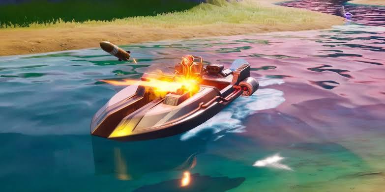 Fortnite motorboat speeds through water