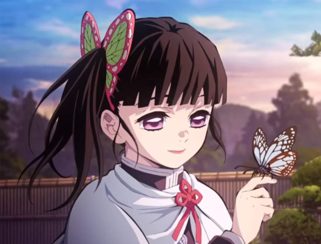 Kanao Tsuyuri holding a butterfly.