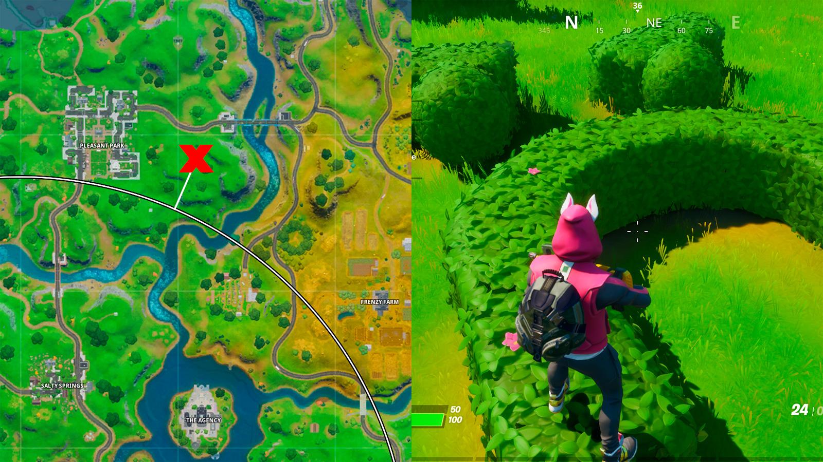 Map spot and location of Grumpy Green in Fortnite.