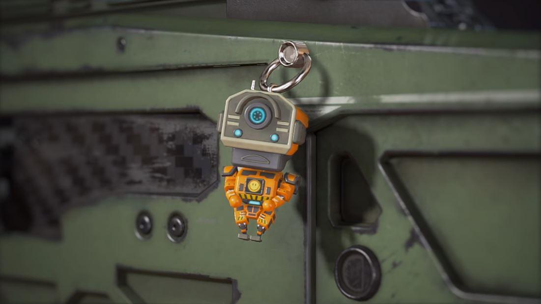 Pathfinder's Bobblehead charm in Apex Legends.