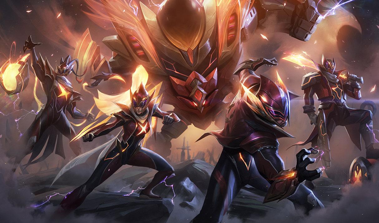 FunPlus Phoenix Worlds 2019 skins splash art for League of Legends