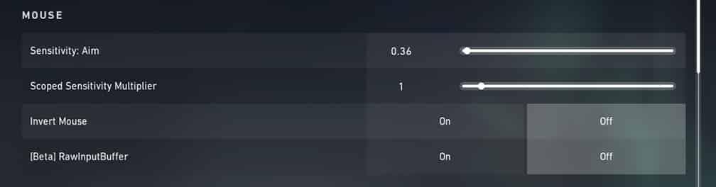 Valorant mouse sensitivity settings
