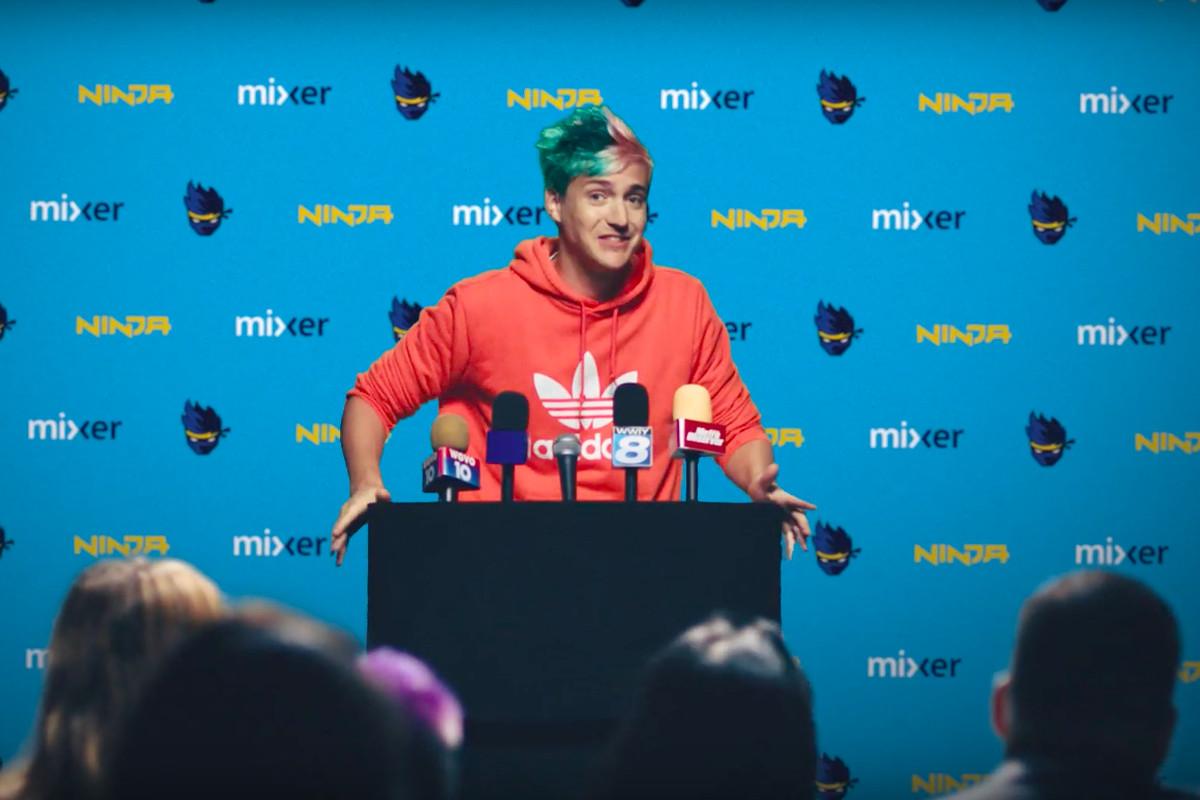 Ninja speaking to press about Mixer move.