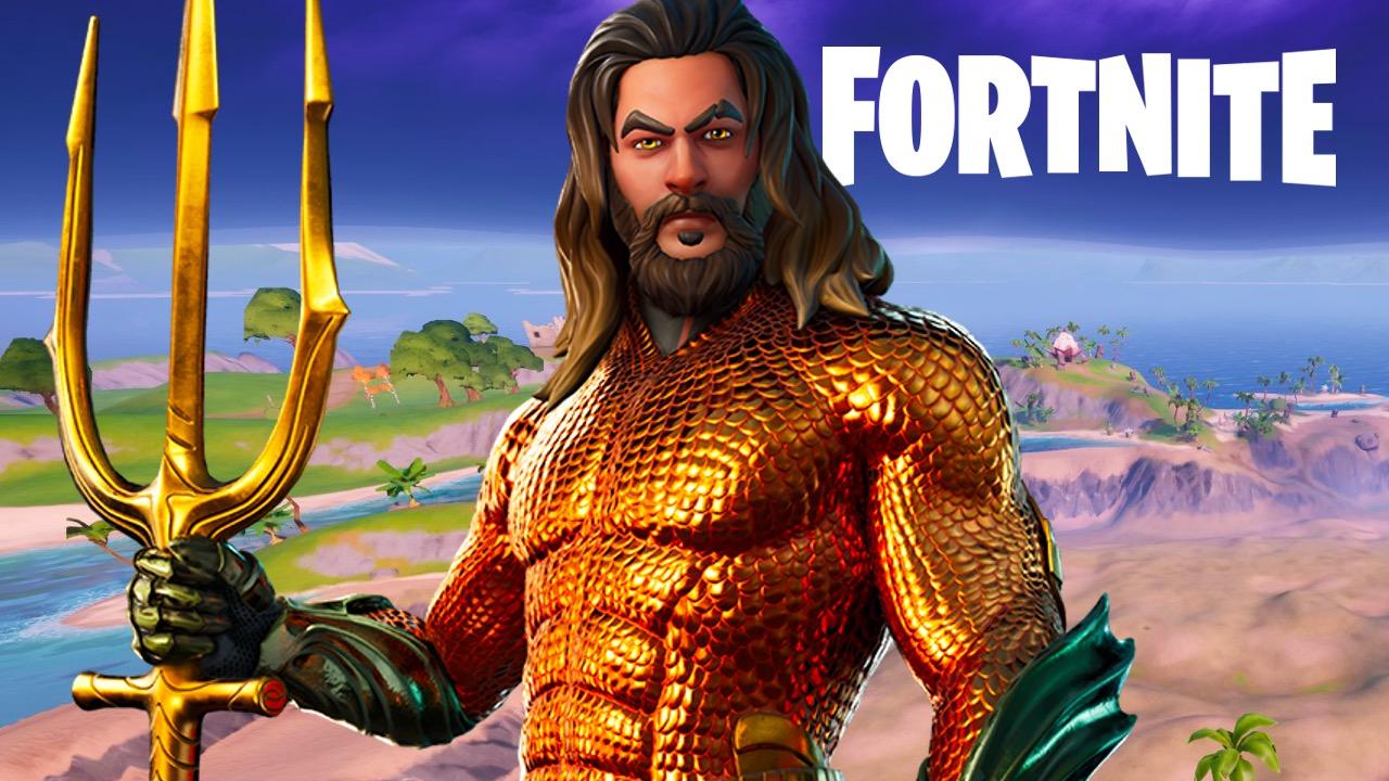 Aquaman's Fortnite skin standing in front of possible Atlantis POI