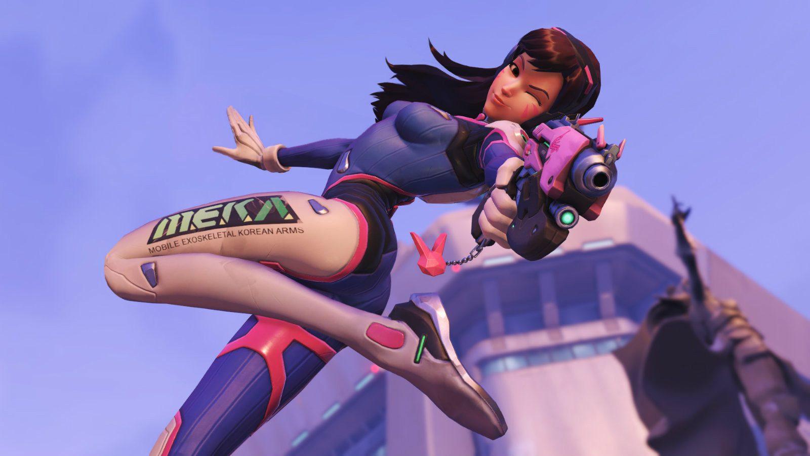 Overwatch's D.va flips in the air