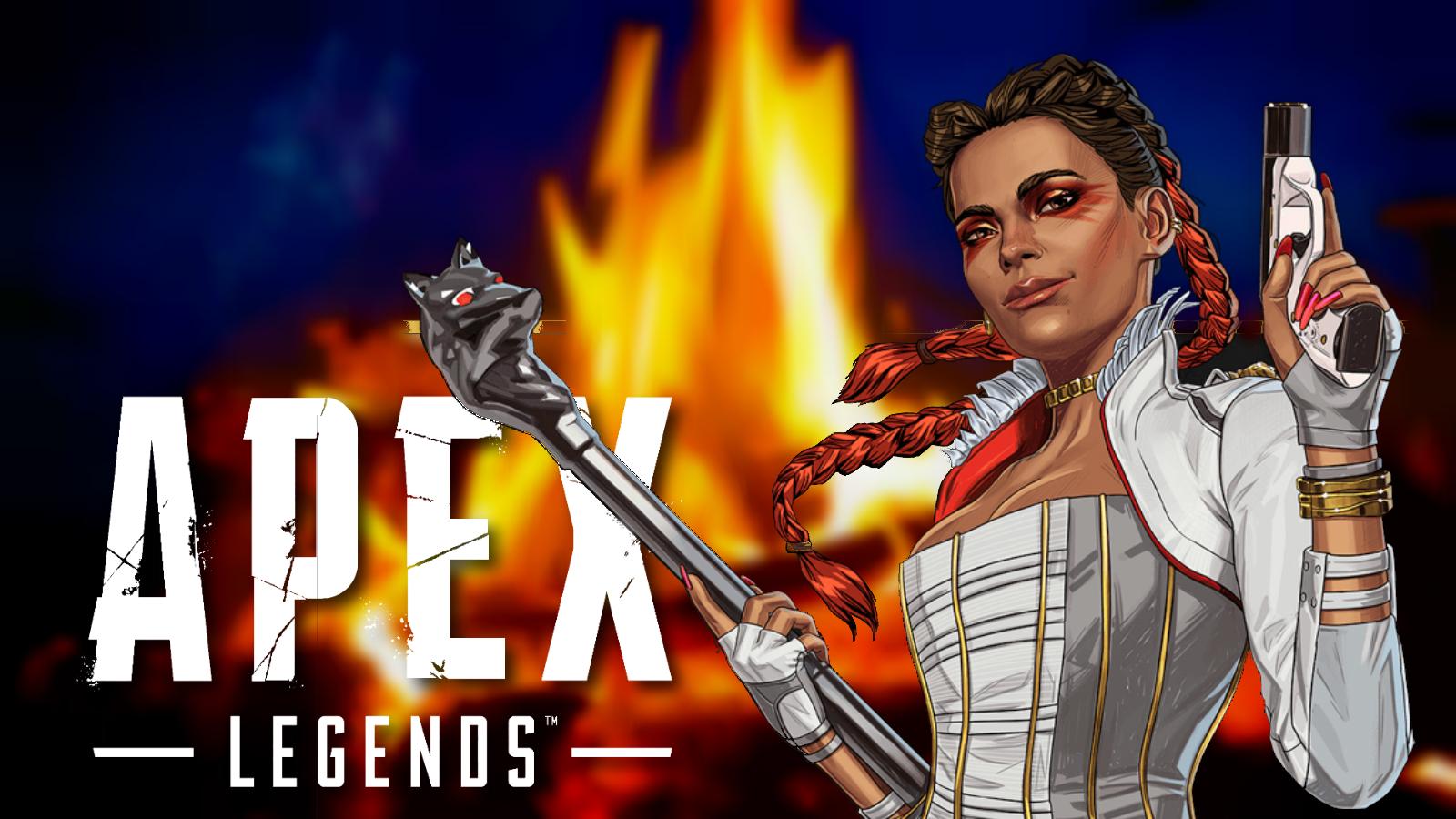 Apex Legends' Loba in front of campfire