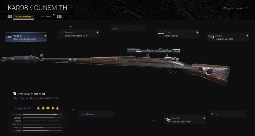 Kar98k in Modern Warfare Gunsmith