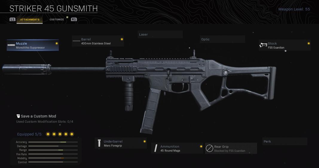 Striker 45 in MW Gunsmith