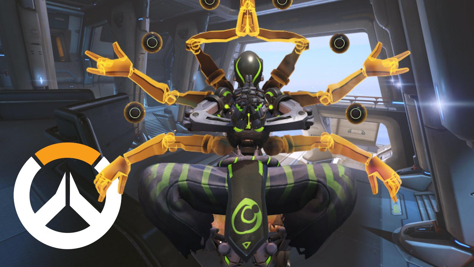 Zenyatta heals on Overwatch's Busan MEKA base