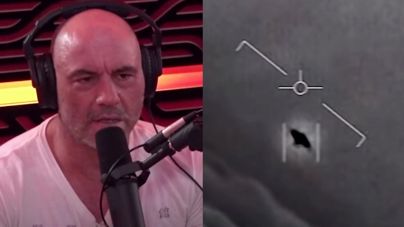 Joe Rogan next to the Tic-Tac UFO