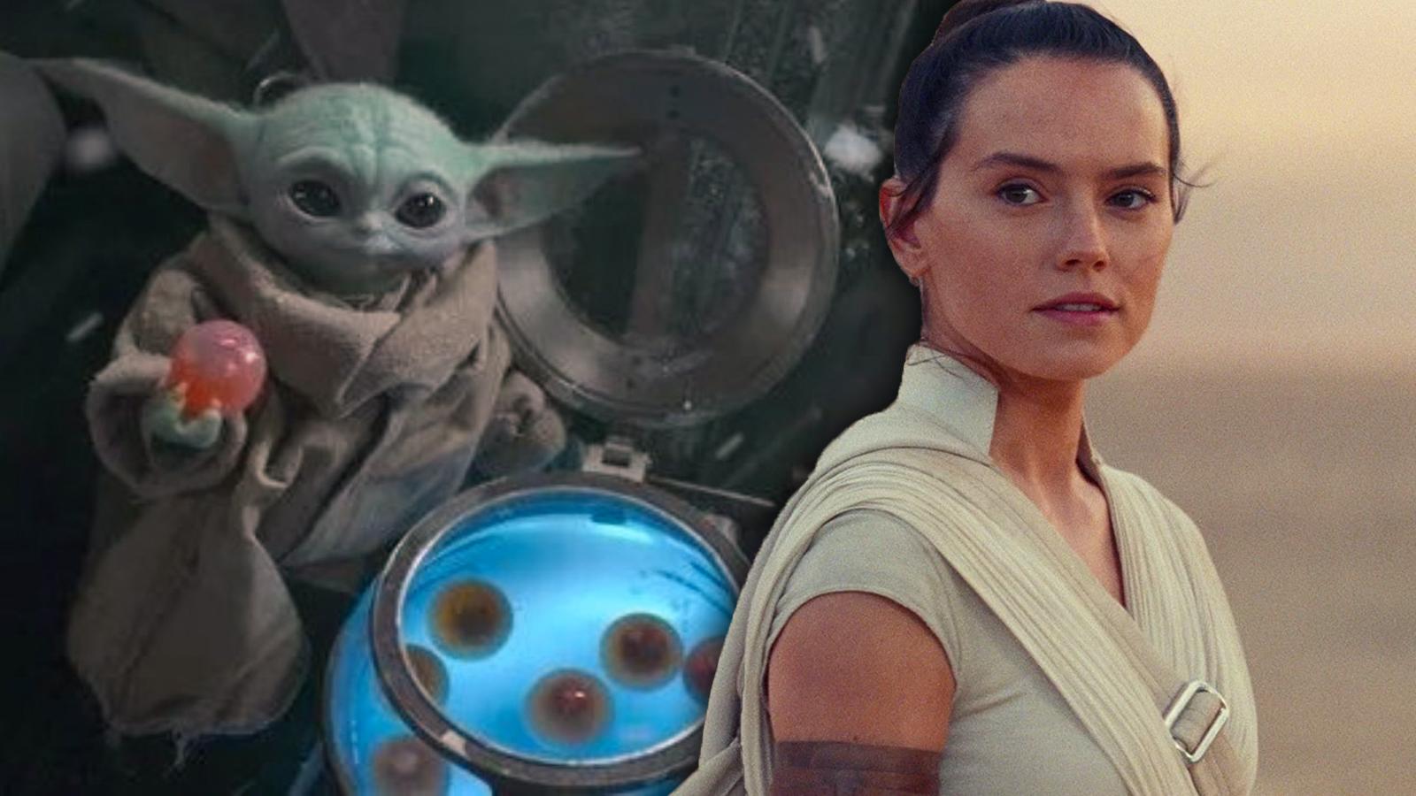 Daisy Ridley and Baby Yoda