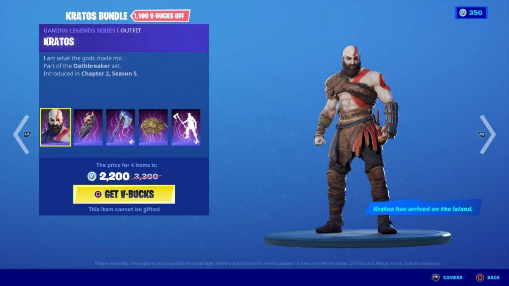 Fortnite shop Kratos skin