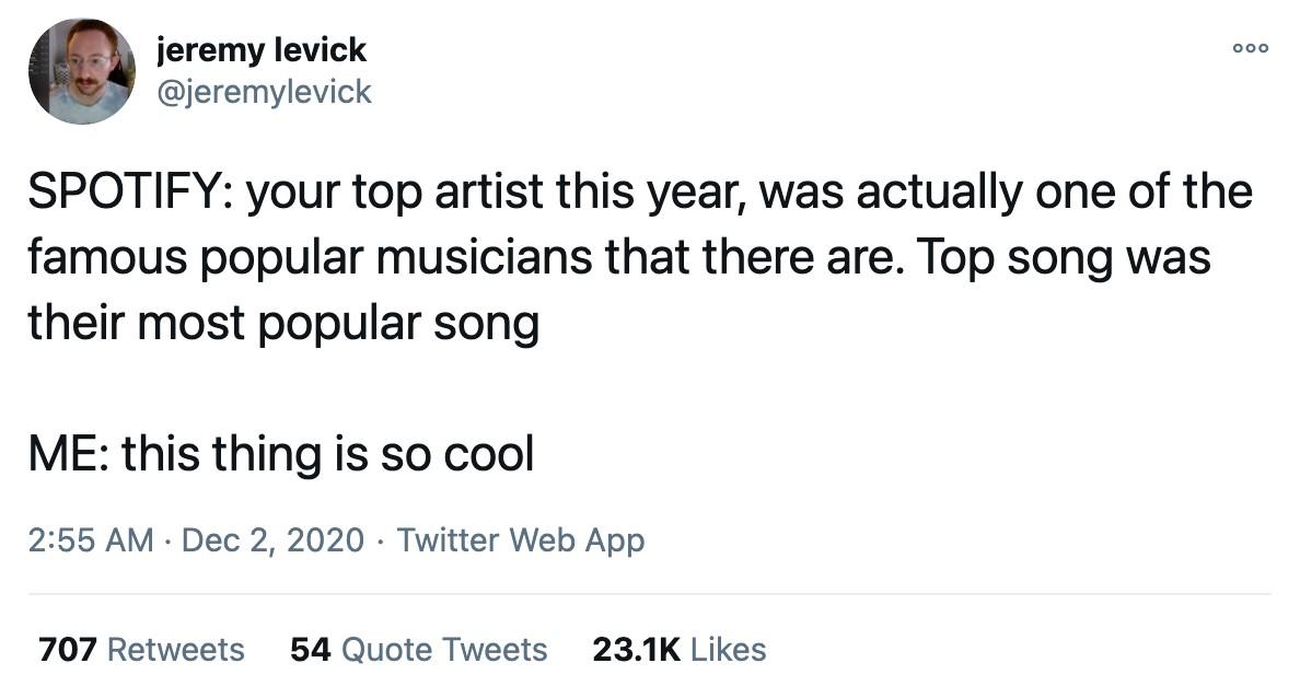 Screenshot of a tweet about Spotify Wrapped