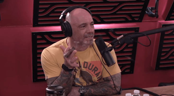 Joe Rogan smokes on air