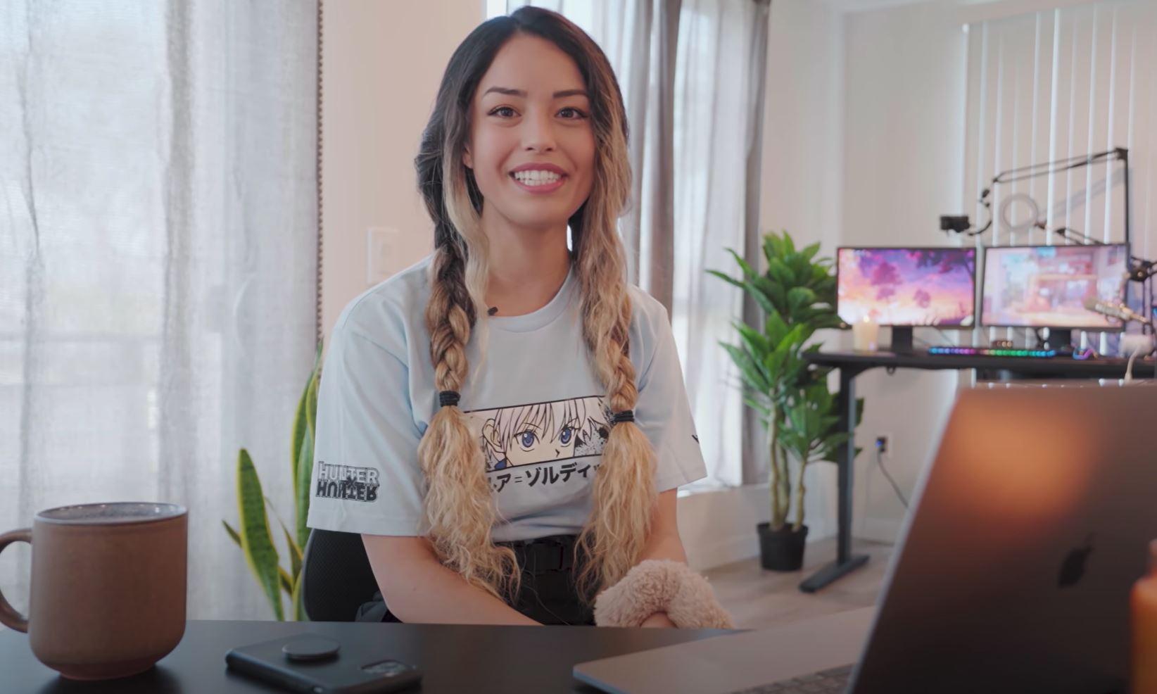 Valkyrae at her streaming setup.