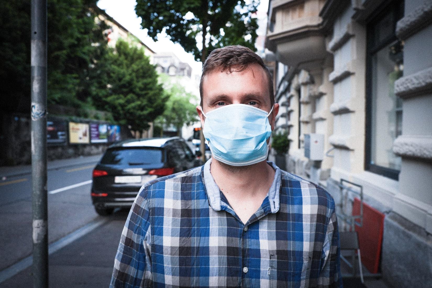 Man wearing surgical mask