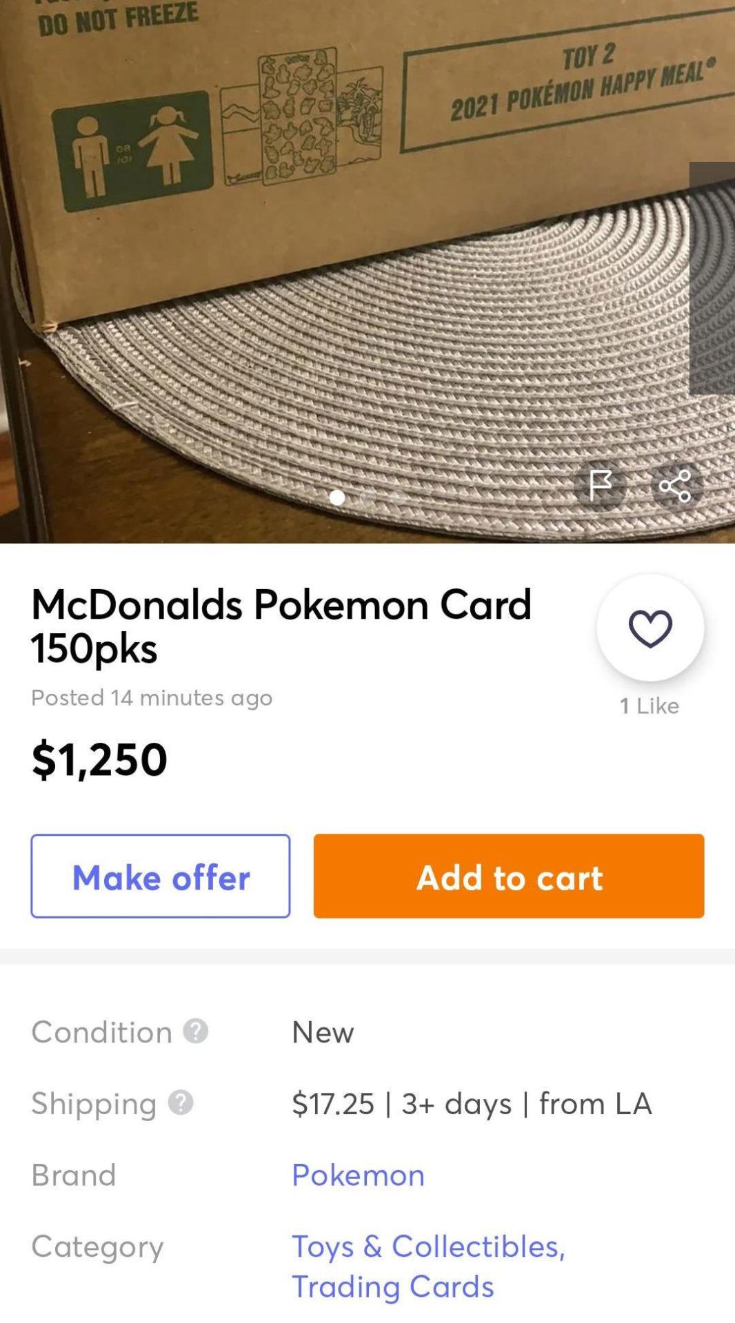 mercari mcdonalds pokemon resale