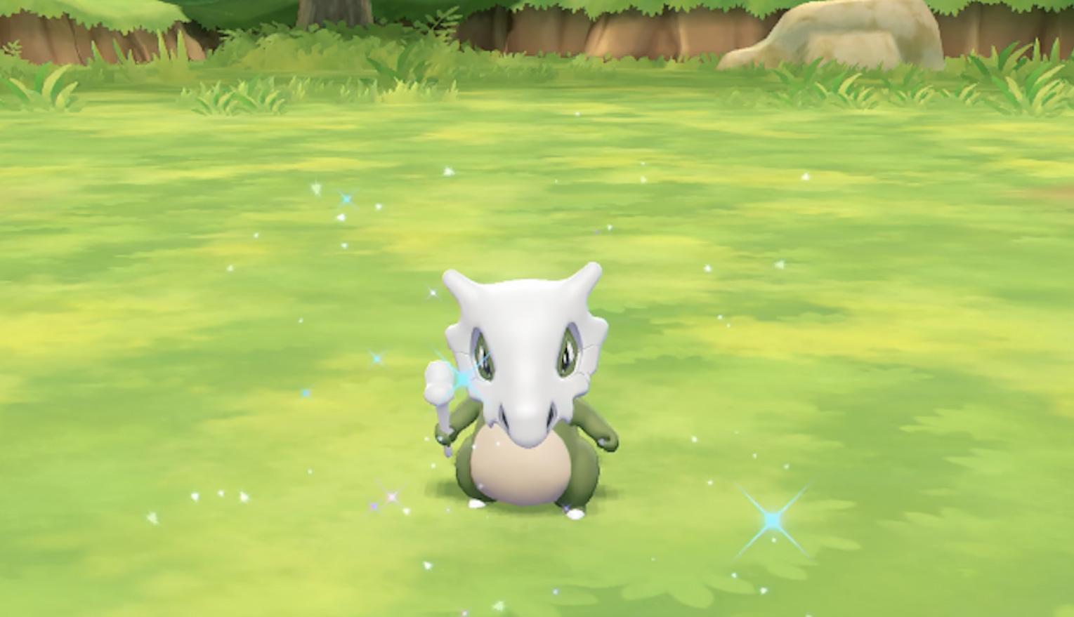 Screenshot of Shiny Cubone in Pokemon Lets Go Pikachu.