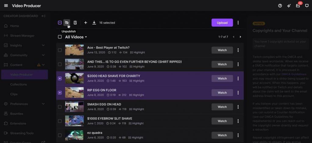 Twitch vod delete update