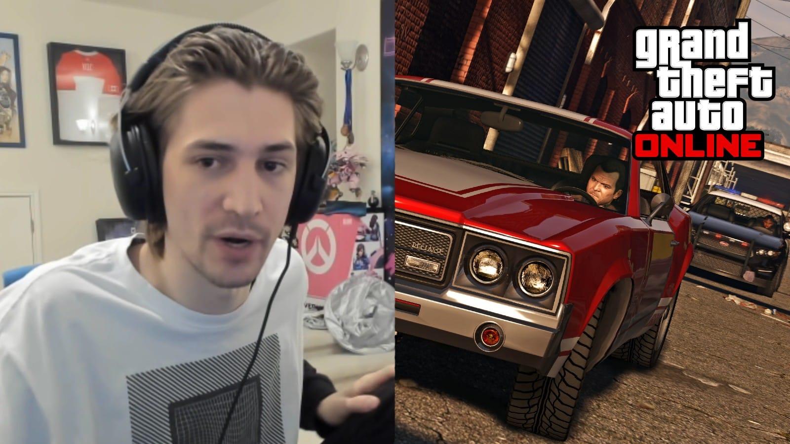 xQc streaming with GTA screenshot