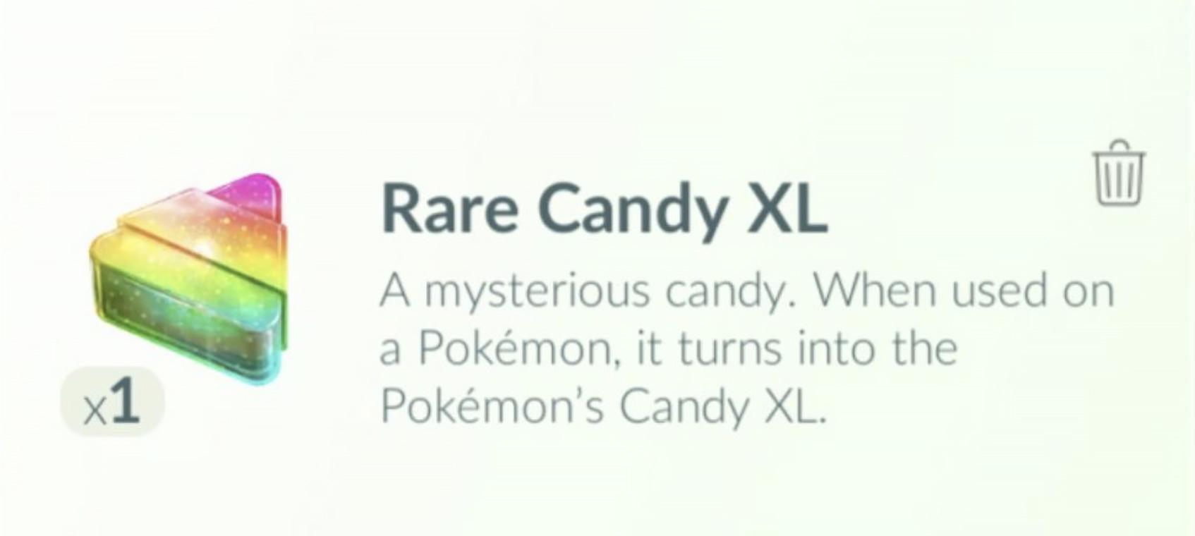 Screenshot of Rare Candy XL in Pokemon Go.