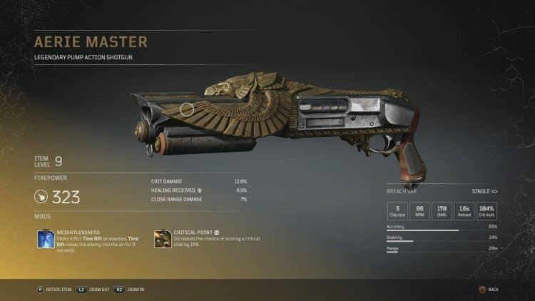 Outriders Legendary Weapons Aerie Master